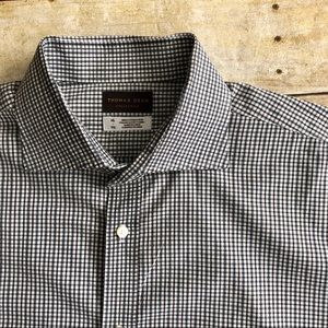 Thomas Dean L/S Button Down Gray & Brown Checked